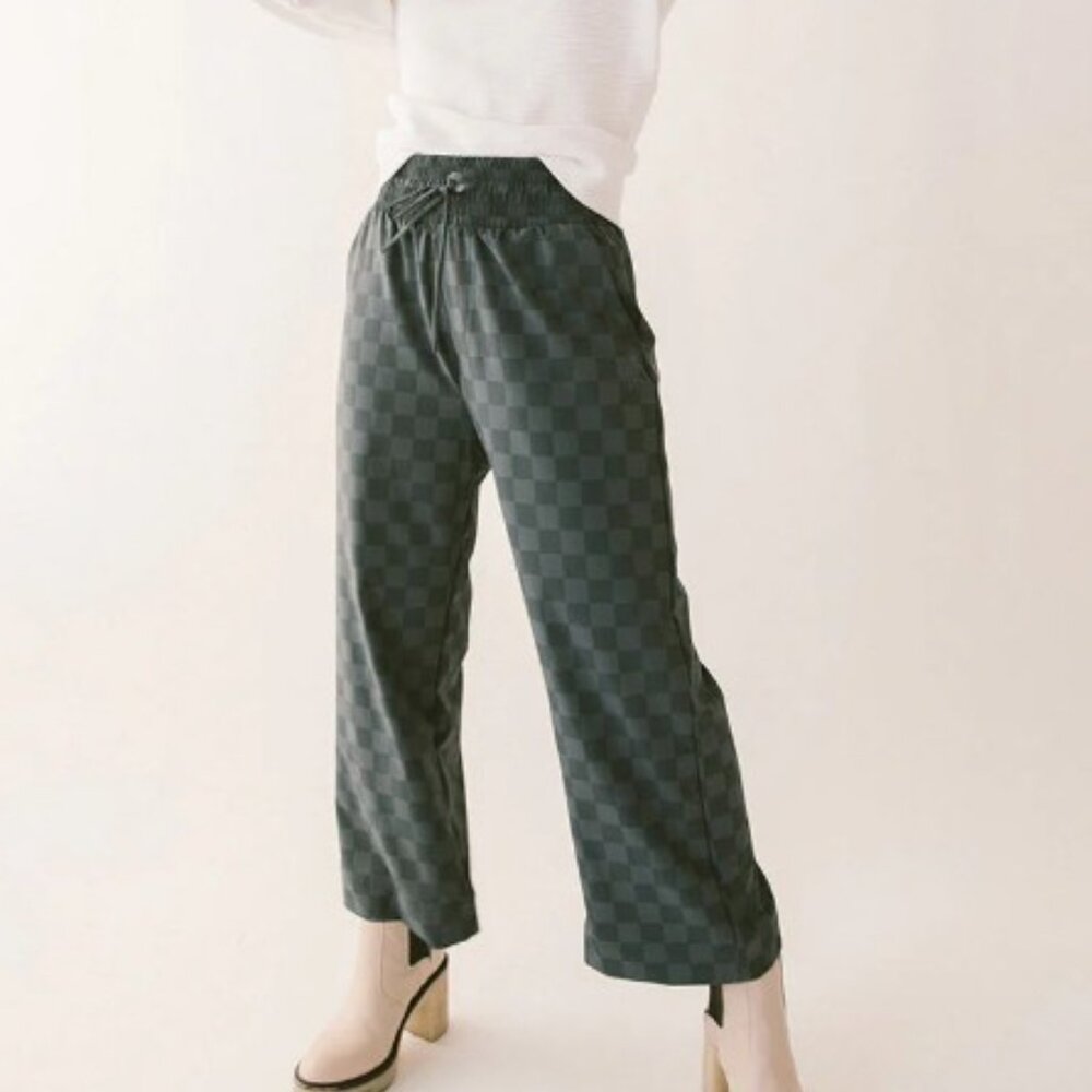 Albion Audrey Wide Leg Pants, Slate Checkers Women's M